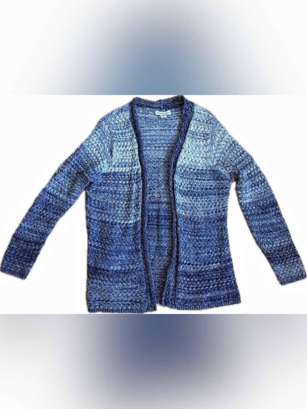Coldwater Creek Blue Color Block Cardigan Size XL Nubby Knit